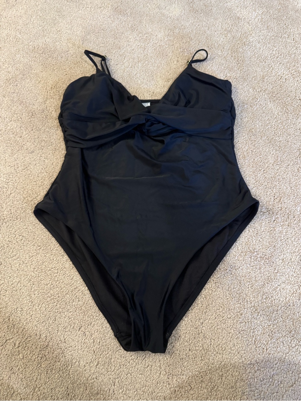 Time and Tru Black Twist-Front One-Piece Swimsuit Size XL Women’s
